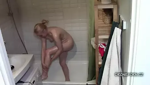 Blonde teen Maya in the shower