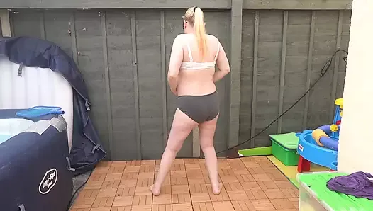 Wife Stripping off in shorts
