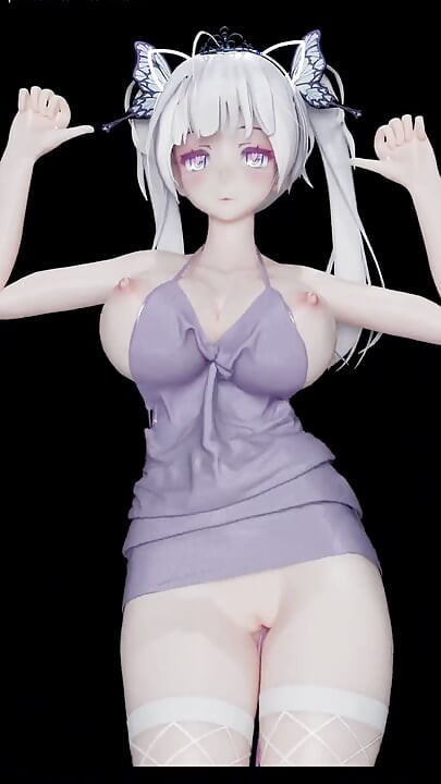 Exid - Hot Pinkwhite Fishnet Stockings Butt Plug Twin Ponytails