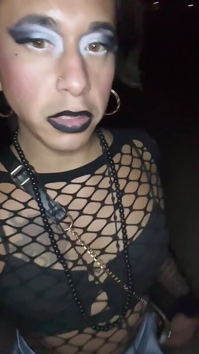 Pissing Tranny on Night Walk
