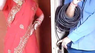 Indian desi woman enjoying fun with husband's friend clear Hindi voice