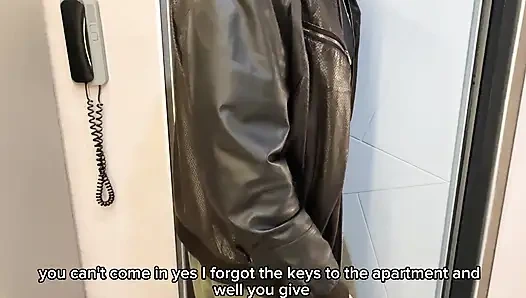 Stepdad Almost Caught Stepmom Fucking Stepson - Cum in Mouth - Amateur with Talk and English Subtitles