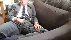 Young Daddy in suit and socks jerking off