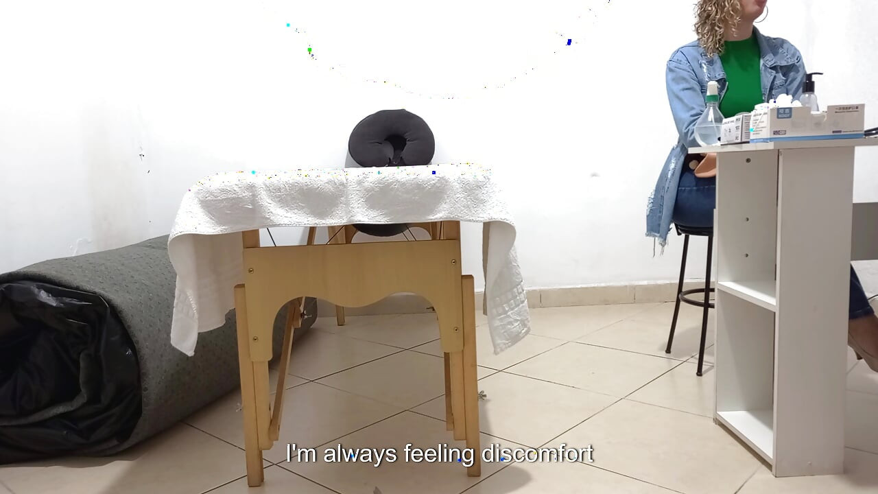 Anal exam with the doctor's finger in her anus and breast exam.