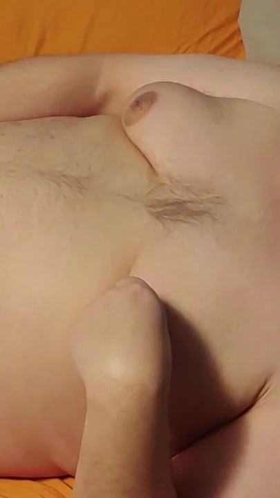 Emotional moment from "Chubby guy pinches nipples and cums"