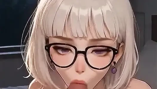 Gadis kutu buku dengan rambut putih ini lagi asik nyepong kontol, nyepong kontol - close up, posisi misionaris, dan crot di mulutnya