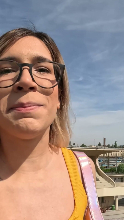Wetting jeans in shopping mall Pee and Mouth Piss