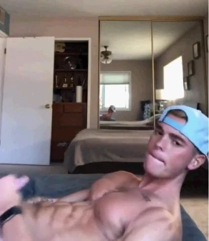 Cute young stud jerk off after workout
