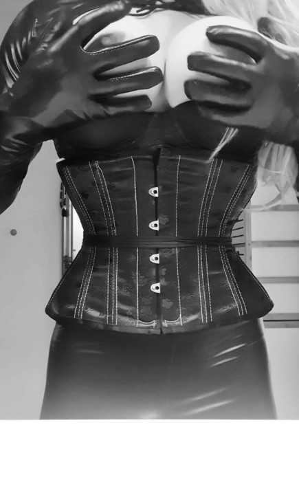 Big fake tits and a tiny corset waist