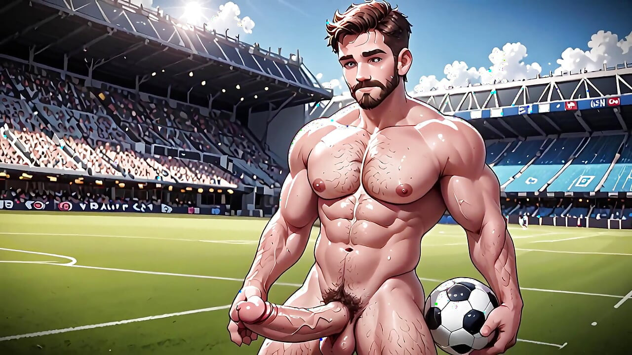 Muskulös und voll nackt