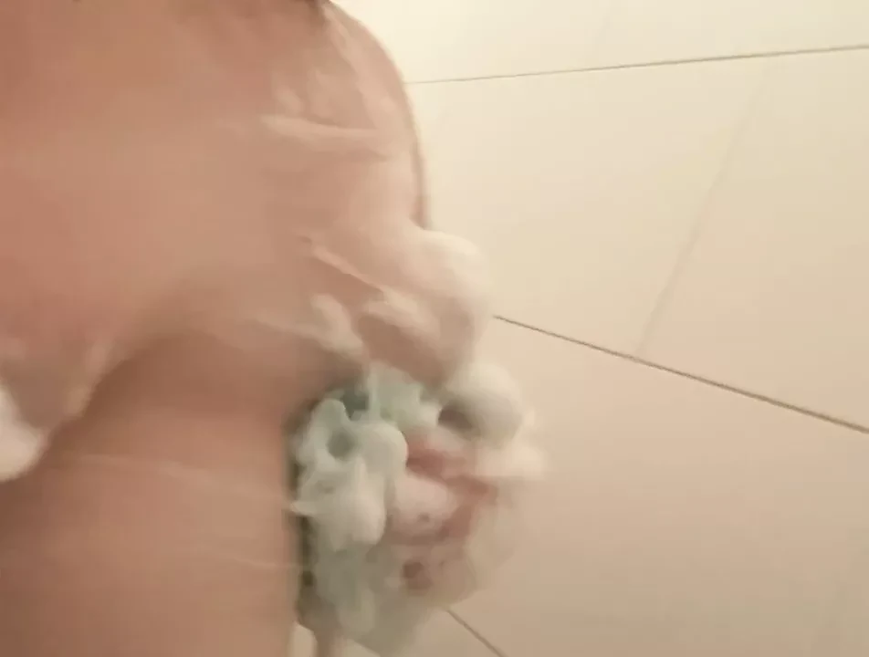 Showering and Boob Play With Sexy Foamy Soapy Cum Shower