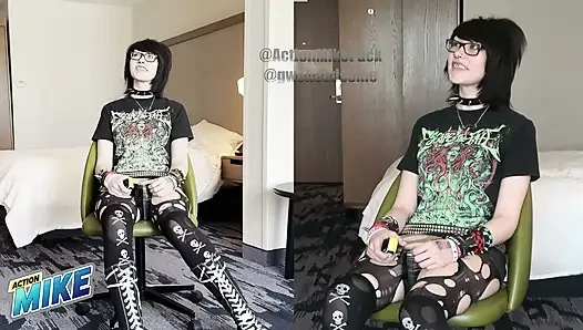 18yo Emo Dream Girl Gwen Shows Off Impossibly Sloppy Deepthroat and Ballsack Sucking