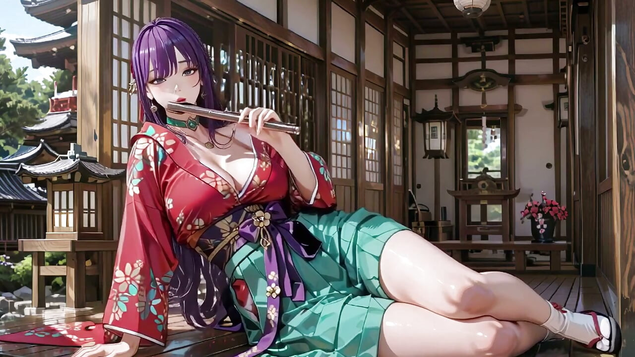Parpal heyar kimono garl ki praivet mrning! red aur grin ka klaish bethaasha hai.