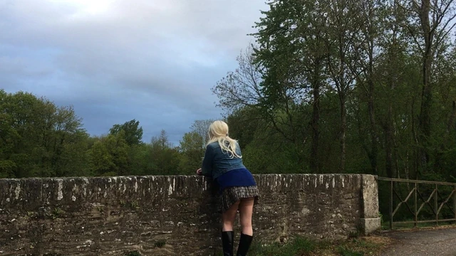 skirt flies in the wind