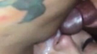 Licking pussy and getting facial at the same time