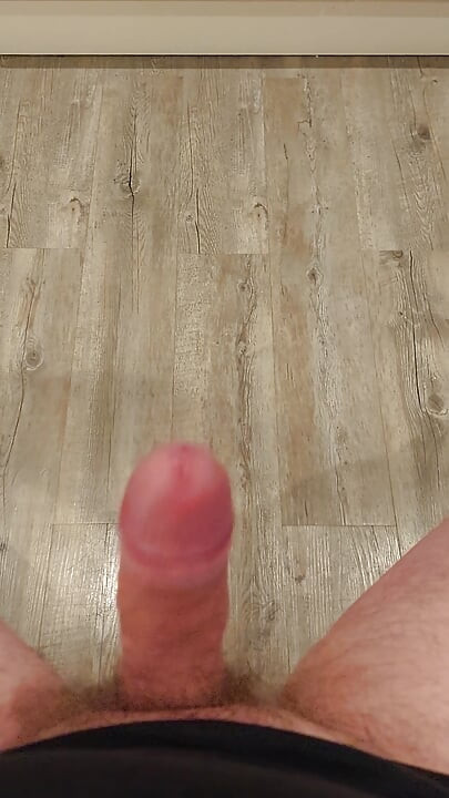 Daddys Wagging cock with precum.