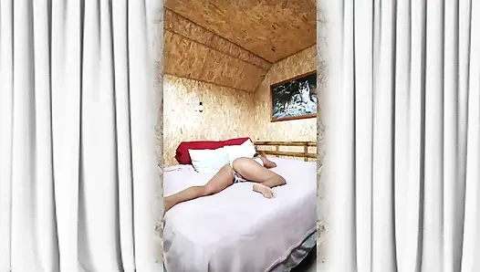 Hot Housewife Lukerya. Winter Morning Over a Cup of Coffee.