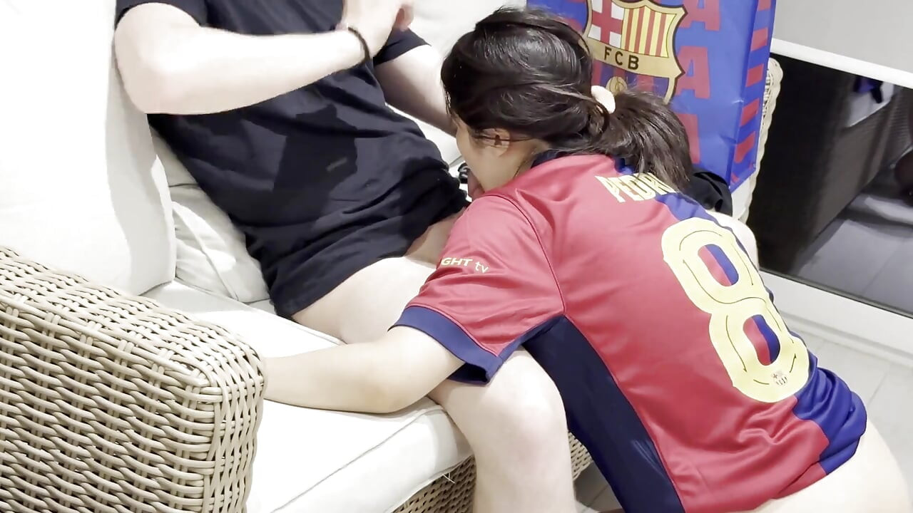 Asian Football Girl in Jersey Got Caught and Punished by Creampie