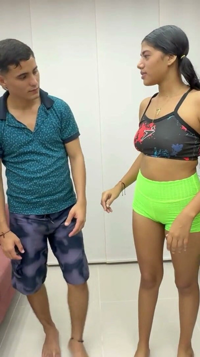 My stepsister gives me some exercise class and takes advantage of getting horny and giving her a big fuck with my big hard cock | Clip 1