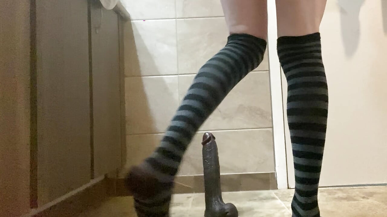 Little trans teen girl takes a 10 inch bbc dildo