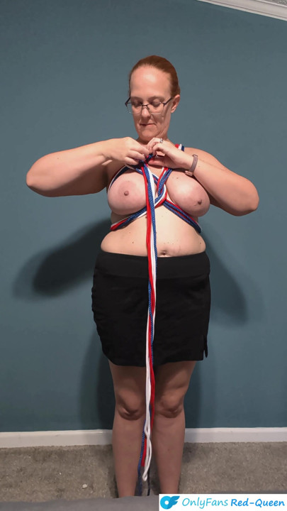 Shibari Rope Self Tie Guide - Independence Day Red White & Blue Heart | Clip 1