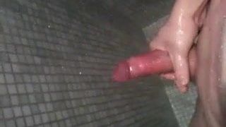 Soapy shower ending in orgasm