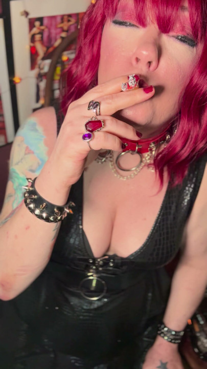Goth Girl Tina Snua Joins 2 Cigarettes Together & Gives You A Smoke Show - Smoking Smoker | Clip 1