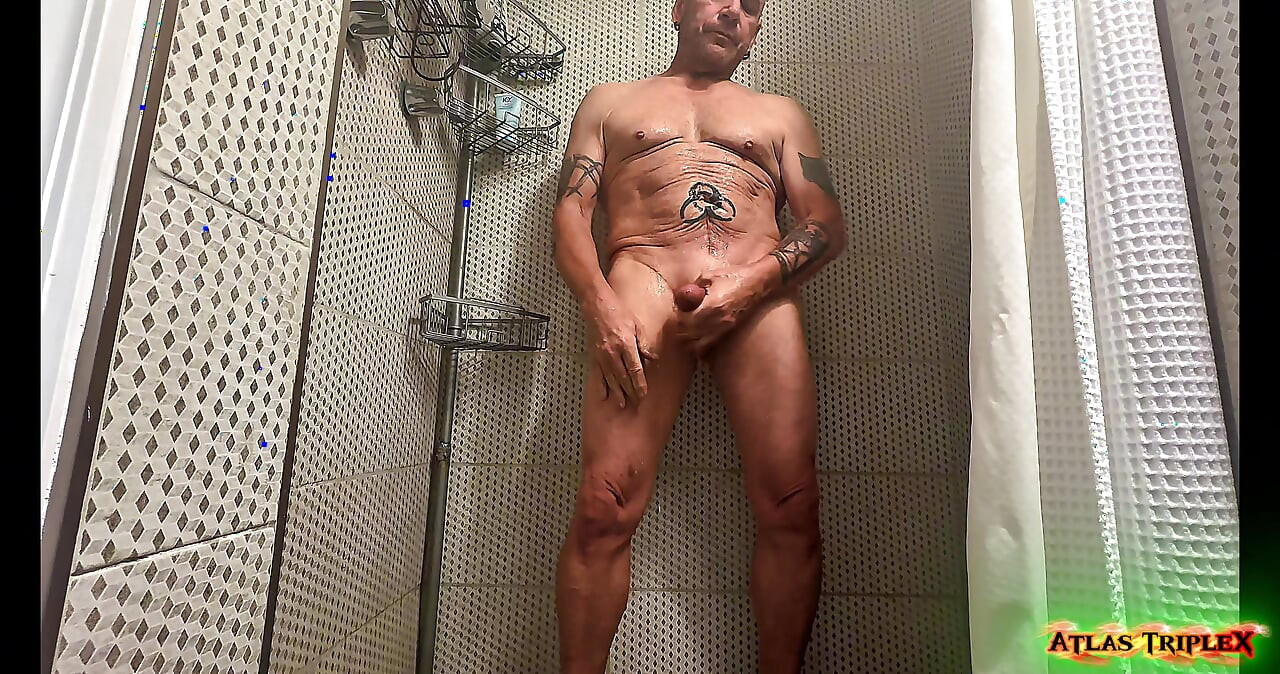 Solo Shower Scene - Soaping up and Dropping Loads