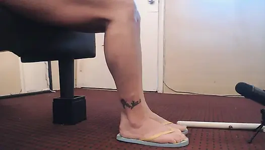 ASMR lemon blue flip flops shoe play slap