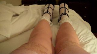 crossdresser frill socks high heels and stockings part 2