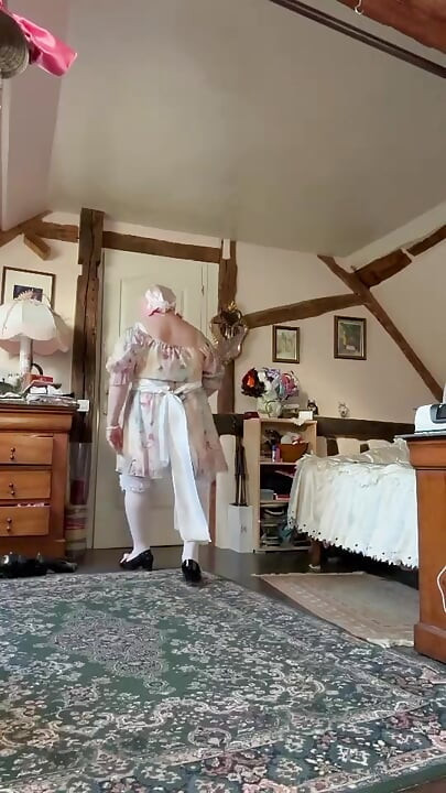 Dressed in a babydoll dress for the day