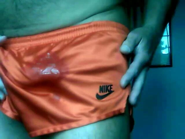 Cumming in short tight silky nike shorts