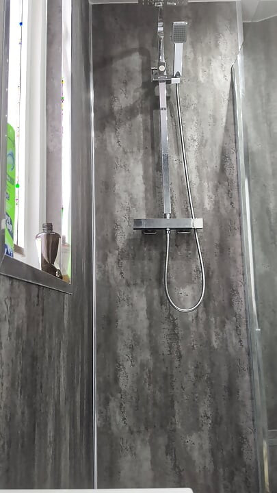 Shower and playing with soft cock