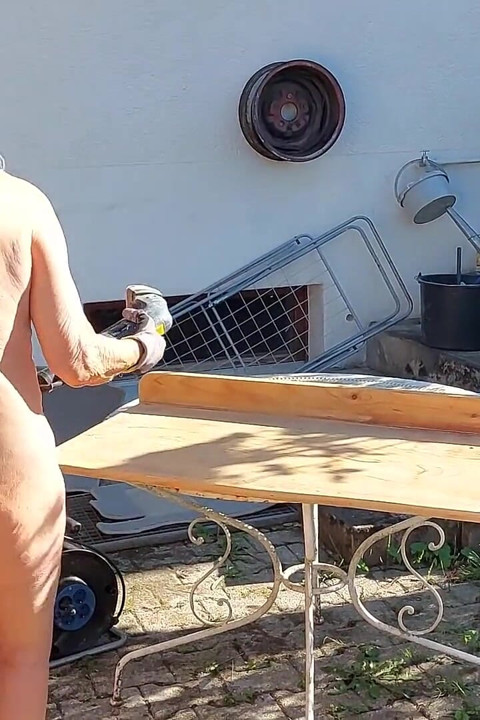 Granny Works Naked in Her Garden!