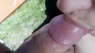 Morning outdoor blowjob