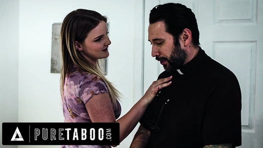 Pure Taboo - беспокойная тинка Eliza Eves трахает своего священника, чтобы пописать ее религиозную мачеху