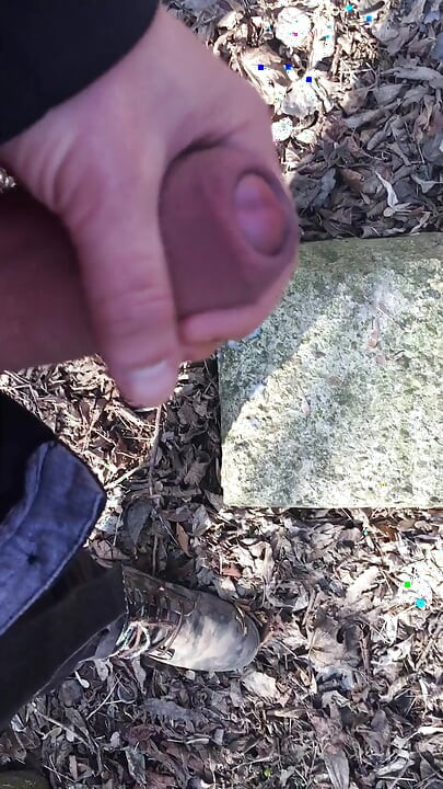 Uncut Thick Cock Cumshot with Just Slightly Pulling Back and Forth Foreskin Outside