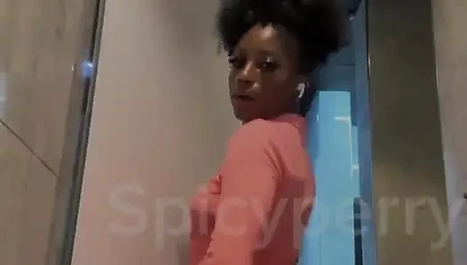 Hot Ebony Teen Peeing in a Public Toilet