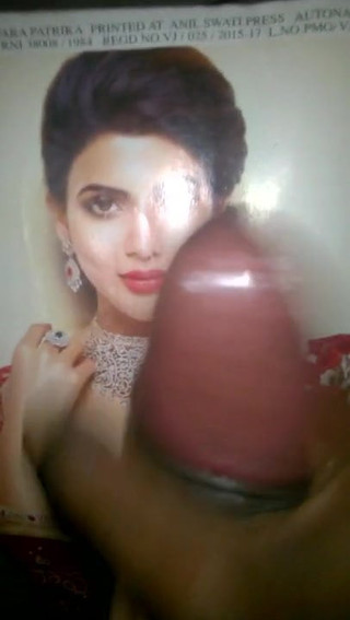 cum on Sammu Red Lips with  Red Rib