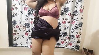 horny big boobs Indian bhabhi getting ready for her sex night part 1