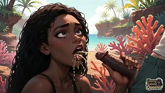 Sultry Ebony Likes Gullet Orgy on a Tropical Paradise While Her Paramour Gives Her Amazing XXX, Soddening Her in