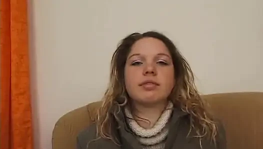 Amateur blonde masturbating on her first casting