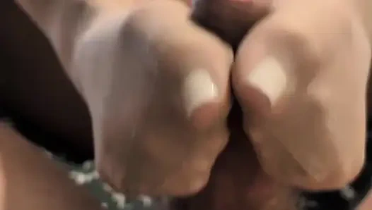 Nylon-strumpfhosen-footjob