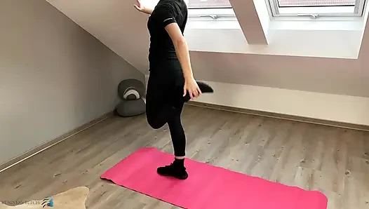 Business woman trains in gym to stay fit