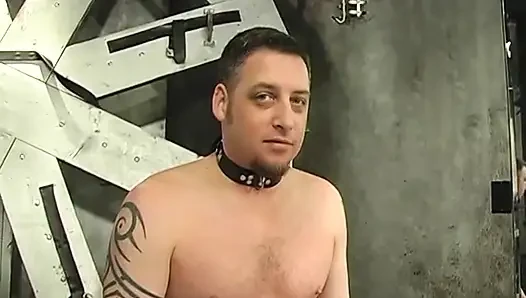 Slim brunette dominatrix humiliates and degrades male slave in her lair