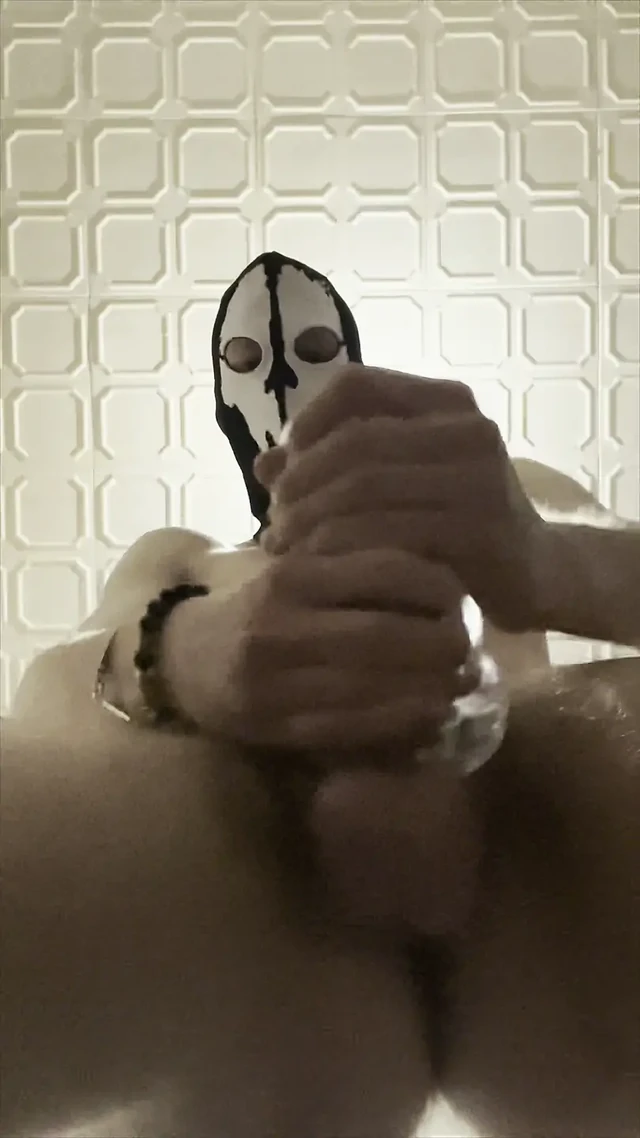 7 Inch (18cm) Hot Cock Owned by a Masked Slim Twink. Flashlight Intense Masturbation, Moaning.