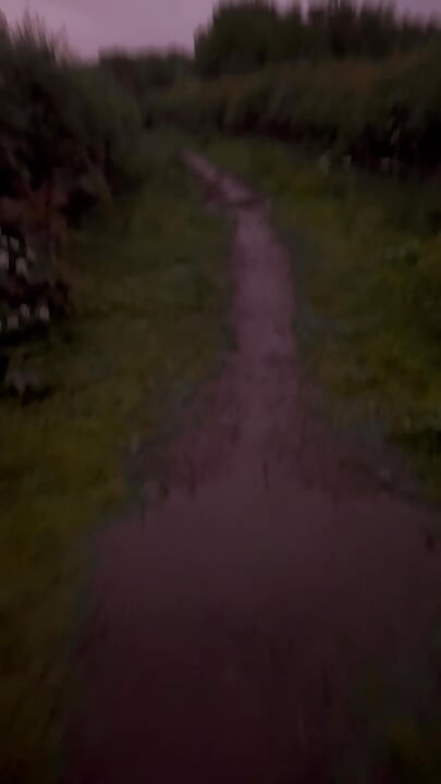 Left clothes in car for a barefoot naked walk in the rain down a lane never walked even clothed