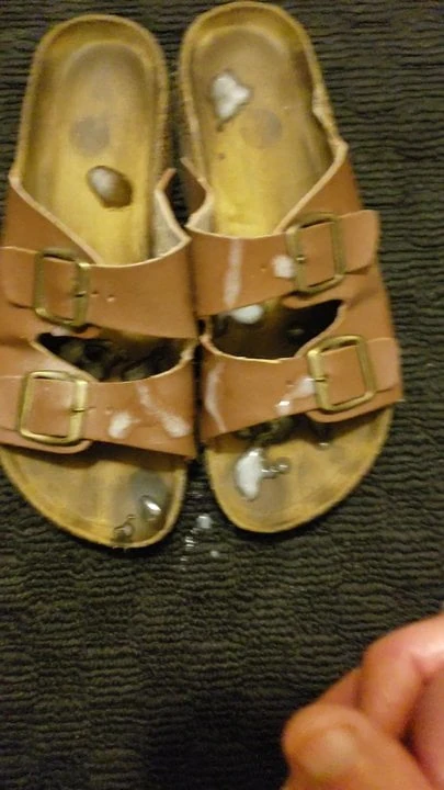 Cum on womans sexy sandals