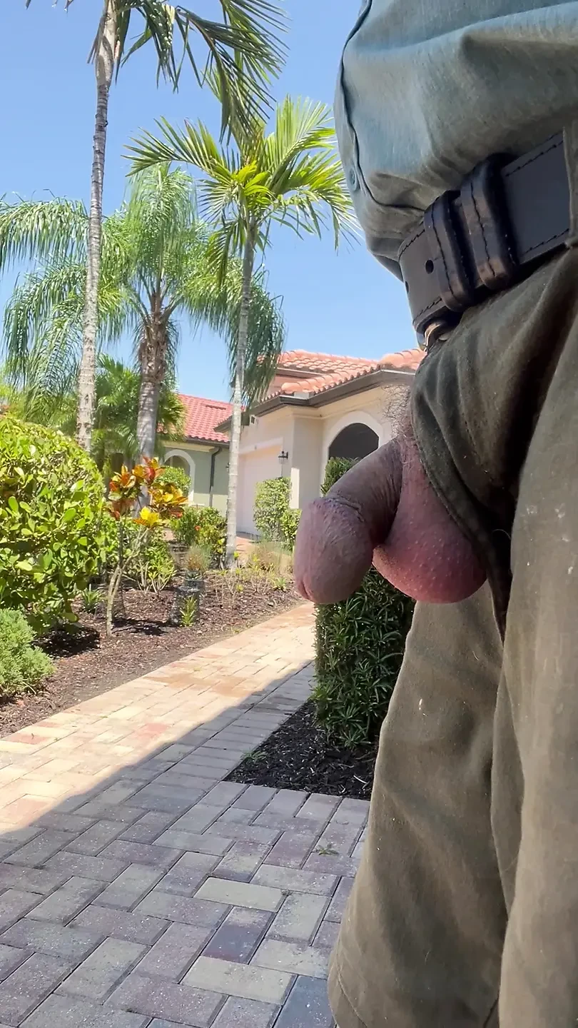 A Bit Of Small Cock Play In The Driveway