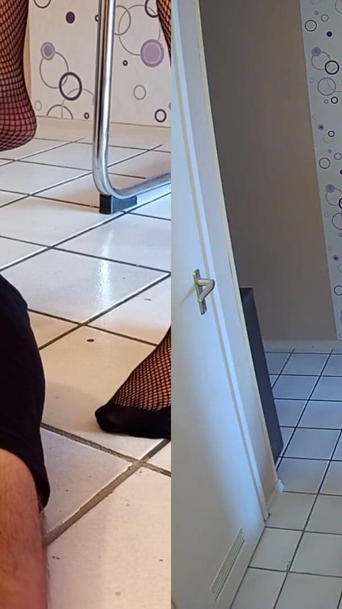 Worshiping the fishnets feet of a BBW | Clip 1